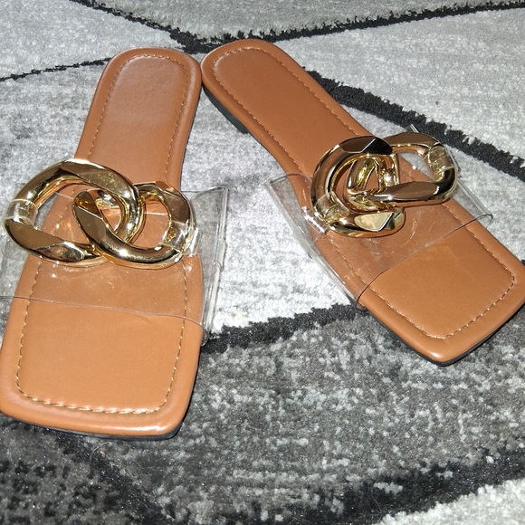 NWOT Zara Size 41 (9/10 US) Gold Metal Chain Flat Sandals! - Picture 7 of 13